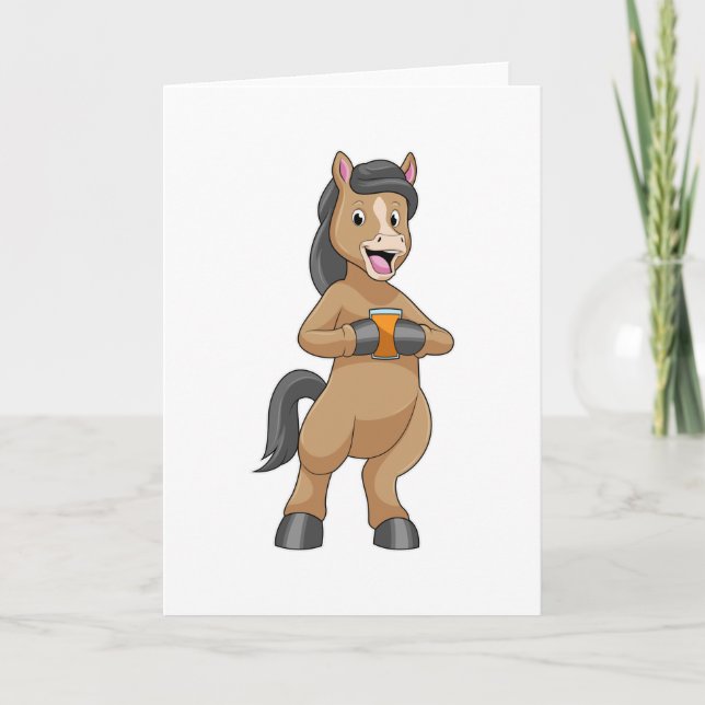 Carte Cheval avec un mug de jus d'orange (Devant)