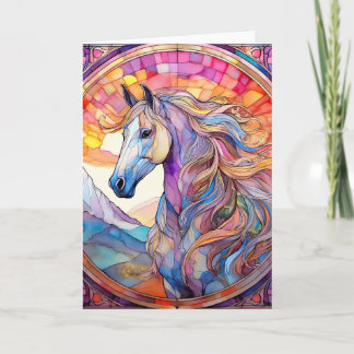 Carte Cheval blanc en vitrail