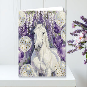 Carte Cheval Blanc Fantaisiste sous Wisteria Anniversair