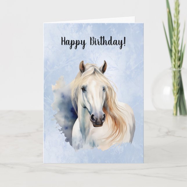 Carte Cheval Blanc Joyeux anniversaire (Devant)