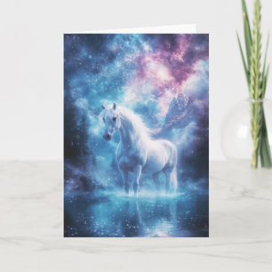 Carte Cheval Blanc Mystique dans un Paysage de Rêves Cos