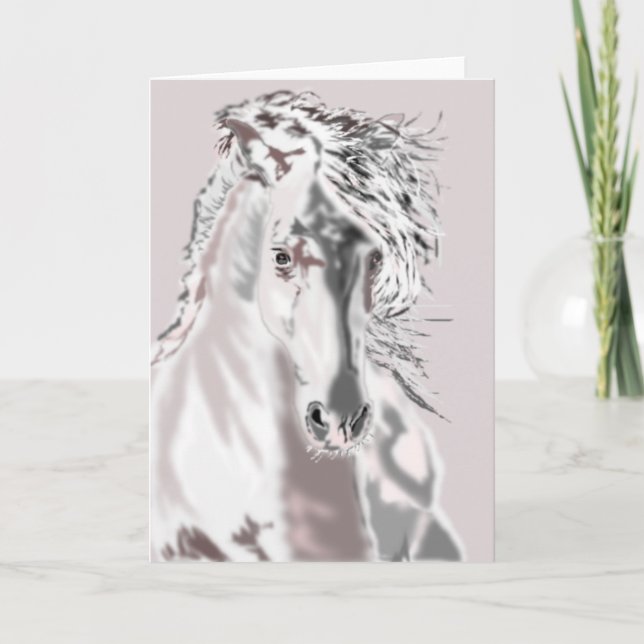 Carte Cheval Blanc - Nom de texte personnalisé (Devant)