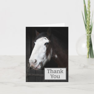 Carte Cheval Brown à la ferme Joyeux Merci plié