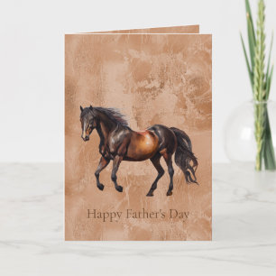 Carte Cheval brun western rustique