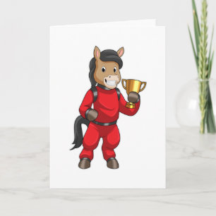 Carte Cheval champion avec trophée