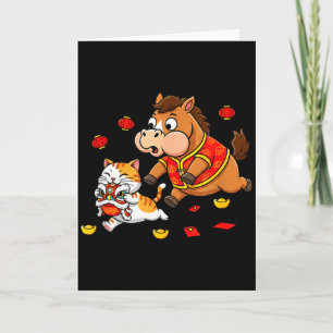 Carte Cheval Chinois Chat Drôle Enfants Hommes Femmes Bo