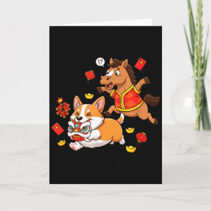 Carte Cheval Chinois Corgi Drôle Enfants Hommes Femmes H