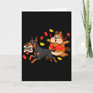 Carte Cheval Chinois Dobermann Pinscher Hommes Femmes He