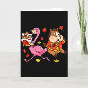 Carte Cheval Chinois Flamant Drôle Enfants Hommes Femmes