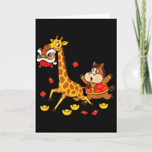 Carte Cheval Chinois Girafe Drôle Enfants Hommes Femmes