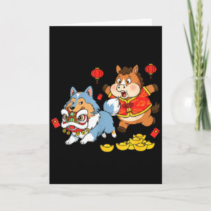 Carte Cheval Chinois Shetland Sheepdog Hommes Femmes Heu