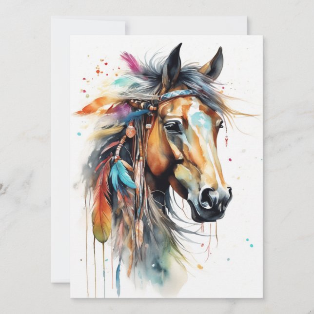 Carte Cheval coloré Abstrait (Devant)