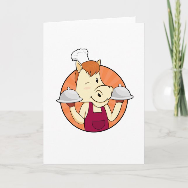 Carte Cheval comme cuisinier avec plateaux de service (Devant)