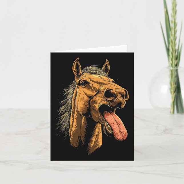 Carte Cheval cool Montrant Langue Chevaux Équitation À C (Devant)