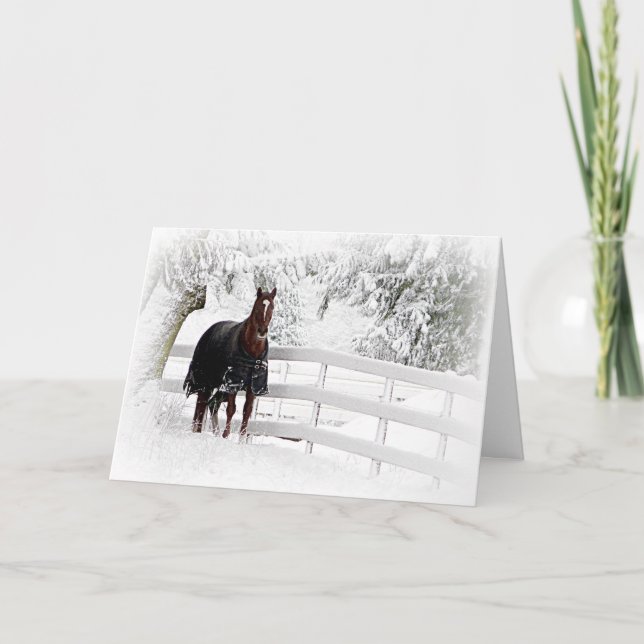 Carte Cheval dans le pâturage neigeux (Devant)