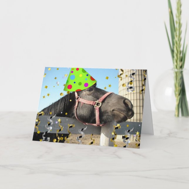 Carte Cheval de fête d'anniversaire (Devant)