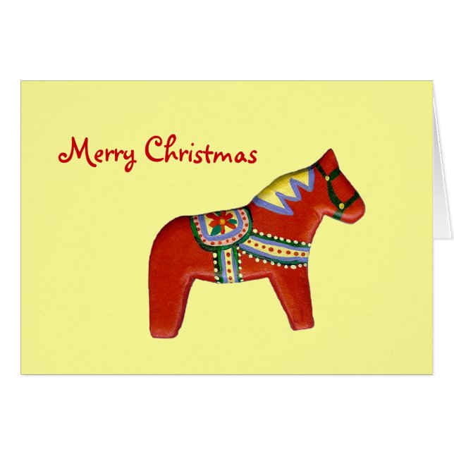 Carte Cheval de Noël Dala (Devant horizontal)