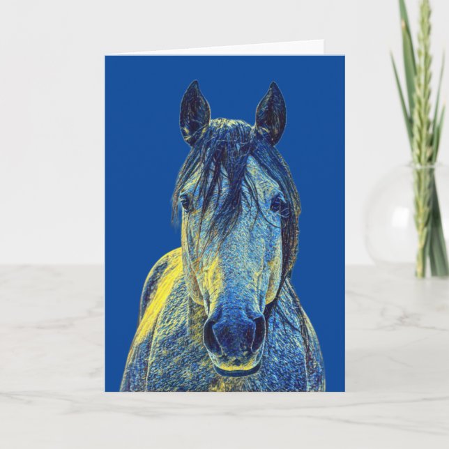Carte Cheval doux en Blues Artsy Note Card (Devant)