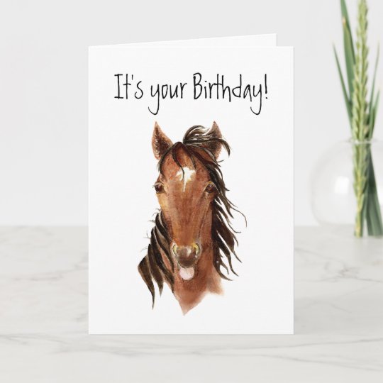 Carte Cheval Drole Collant La Langue Anniversaire Zazzle Fr