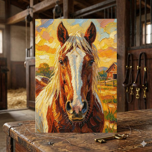 Carte Cheval en impasto et poème d'anniversaire