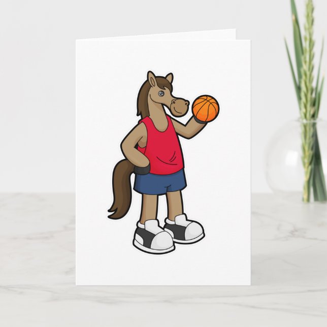 Carte Cheval en joueur de basketball avec ballon de bask (Devant)
