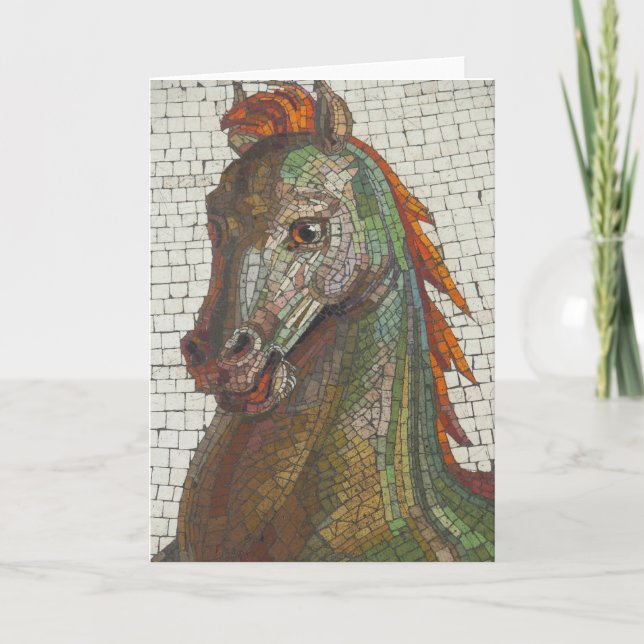 Carte Cheval En Mosaïque, Blanc À L'Intérieur (Devant)