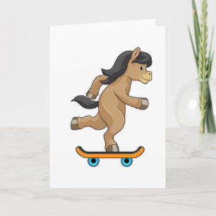 Carte Cheval en patineur avec skateboard