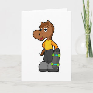 Carte Cheval en patineur avec skateboard