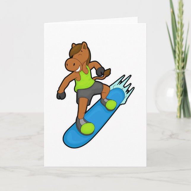 Carte Cheval en snowboardeur avec snowboard (Devant)