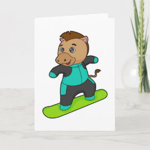 Carte Cheval en snowboardeur avec snowboard