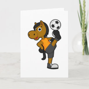 Carte Cheval en tant que joueur de football avec ballon 