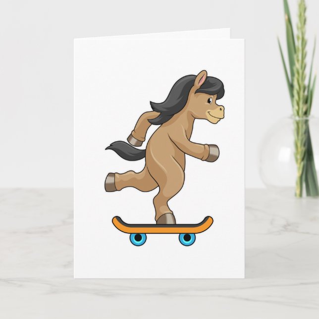 Carte Cheval en tant que patineur avec skateboard (Devant)