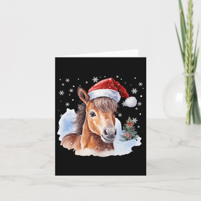 Carte Cheval équestre de Noël Santa Chapeau Animal Eques (Devant)
