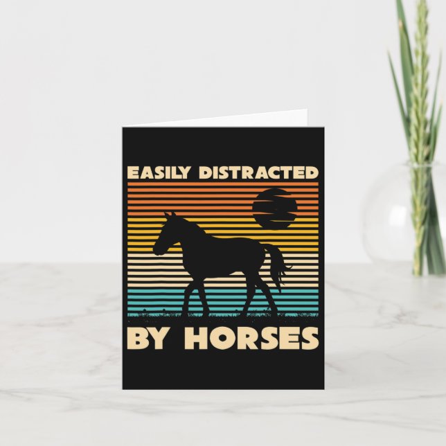 Carte Cheval Équestre Rétro Facilement Distrait Par (Devant)