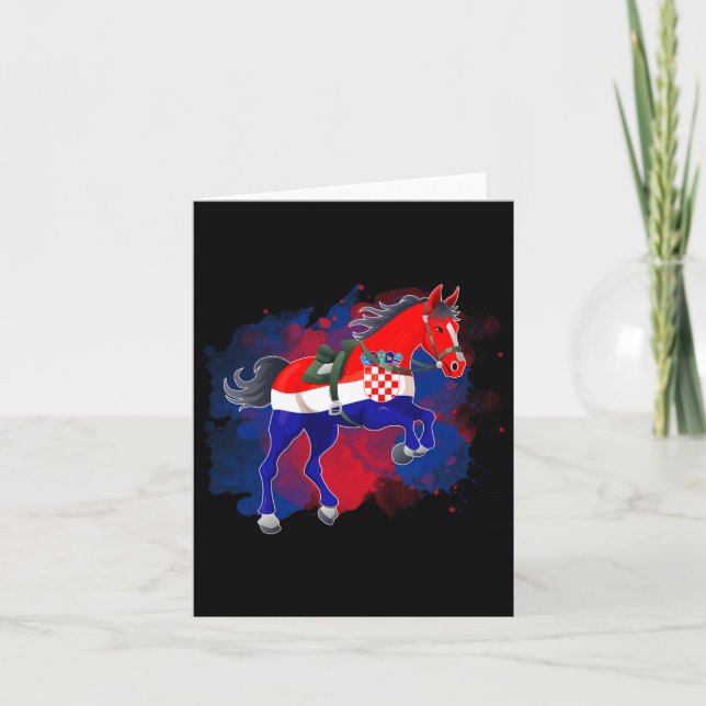 Carte Cheval équitation Croatie Drapeau (Devant)