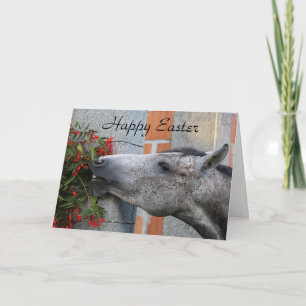 Carte Cheval et fleurs Joyeuses Pâques