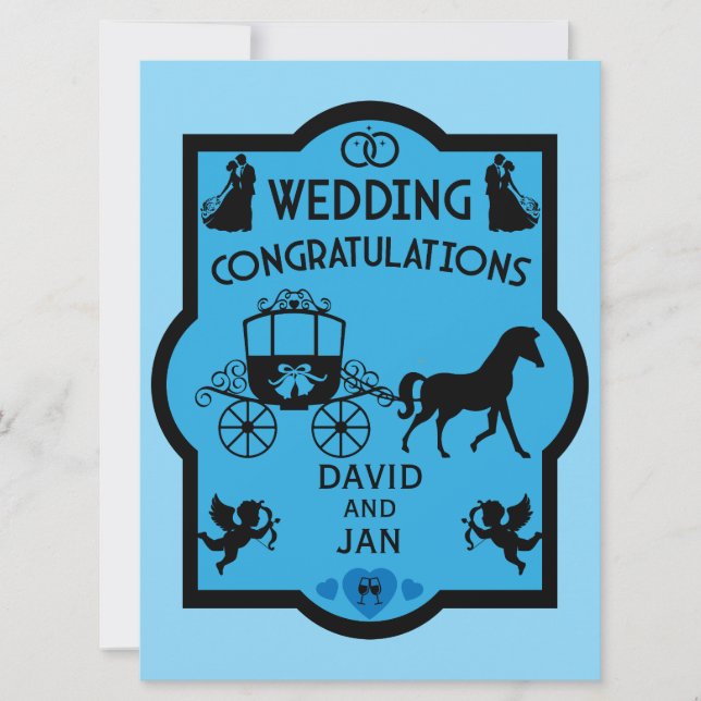 Carte Cheval Et Panier Romantique Mariage (Devant)