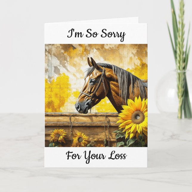 Carte Cheval et Tournesol | Désolé pour votre perte (Devant)