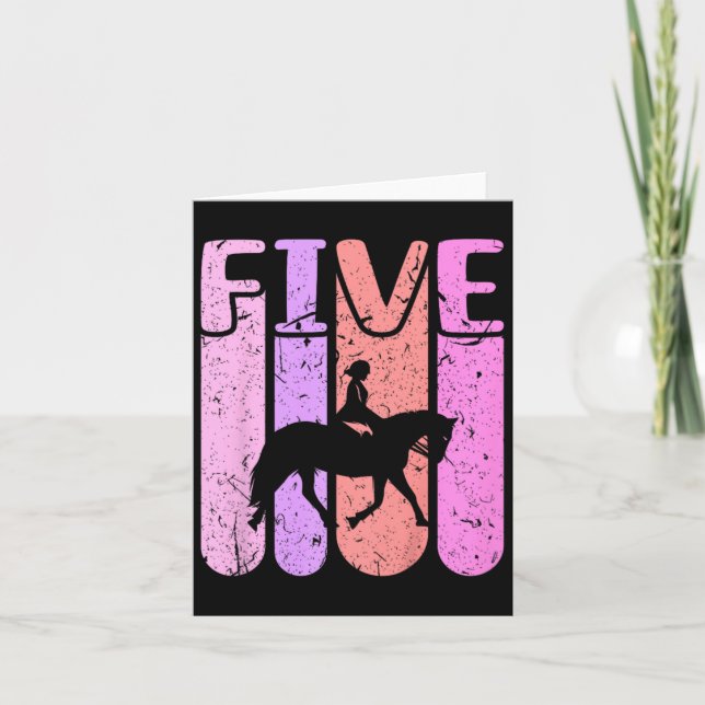 Carte Cheval Girl 5e anniversaire Équitation (Devant)