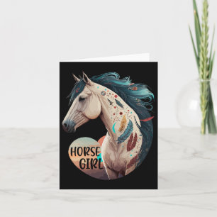 Carte Cheval Girl Bohème équestre Portrait Horseback