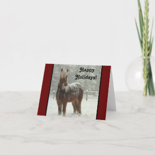 Carte Cheval islandais en hiver, Photo Joyeuses Fêtes