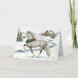 Carte Cheval islandais festif dans un paysage hivernal