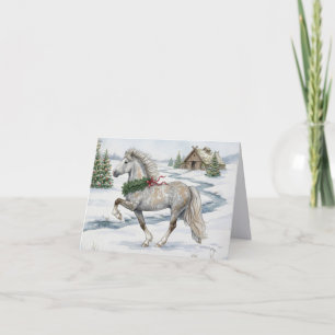 Carte Cheval islandais festif dans un paysage hivernal