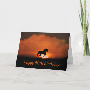 Carte Cheval Joyeux 50e anniversaire Courir au soleil