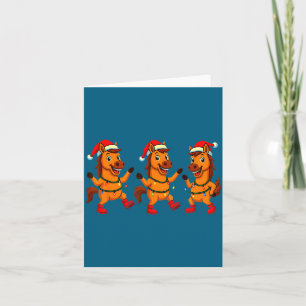 Carte Cheval Mignon Chapeau de Père Noël Lumières Danseu