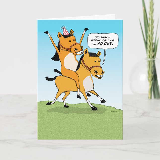 Carte Cheval mignon et amusant équitation Anniversaire (Devant)