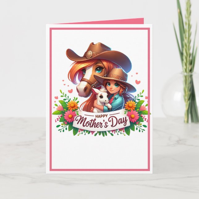Carte Cheval occidental Joyeuse fête des mères 3 sur mes (Devant)