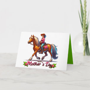 Carte Cheval occidental Joyeuse fête des mères 5 personn