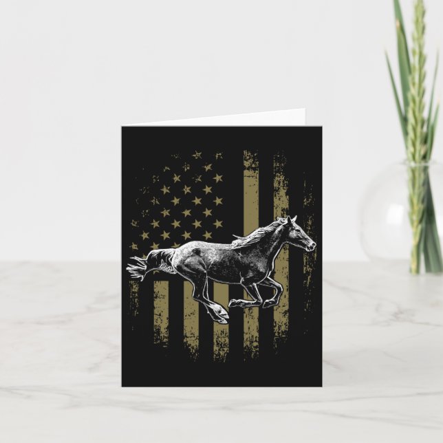 Carte Cheval Patriotique Drapeau Américain Équitation Gi (Devant)