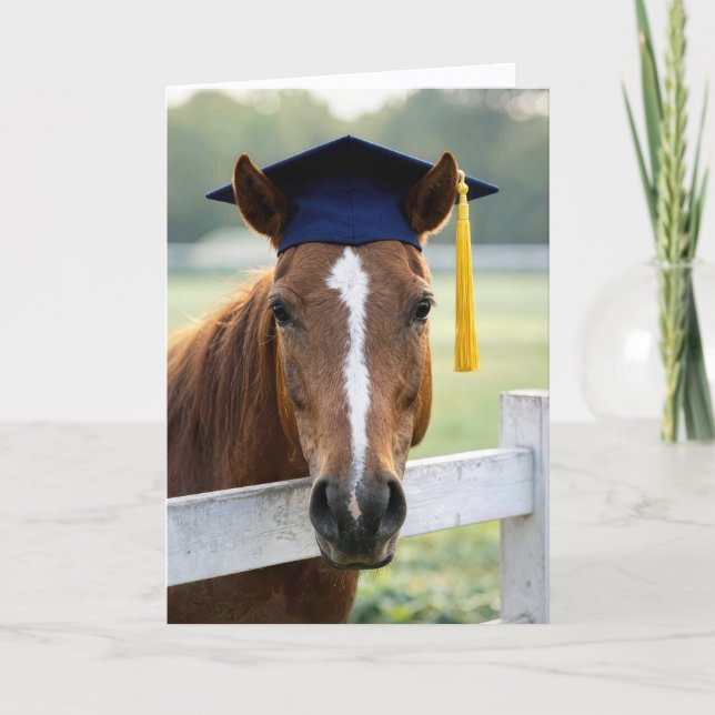 Carte Cheval portant une toque de diplômé (Devant)